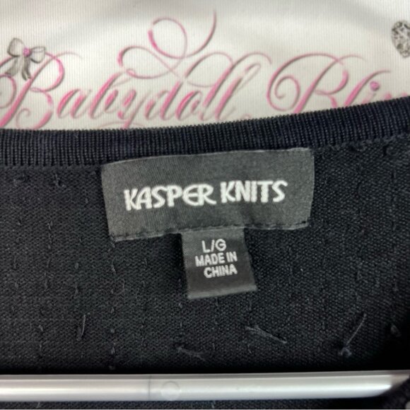 Kasper Knits sweater sparkly embroidered sequins Black Top with Silver Sequins - Picture 5 of 9